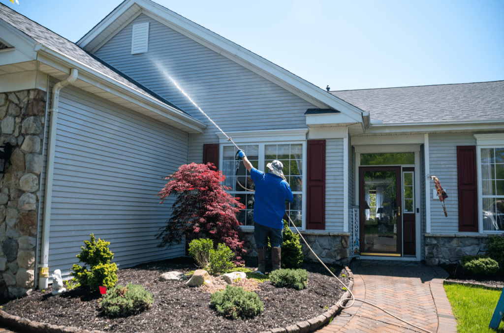 power washing house