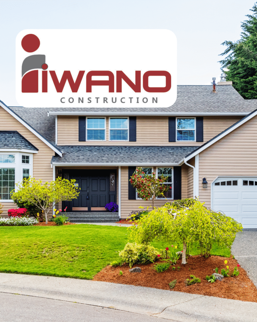 iwano construction logo on suburban house