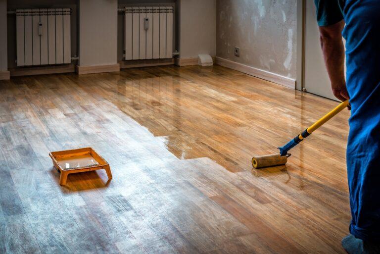 Floor refinishing services on hardwood floor