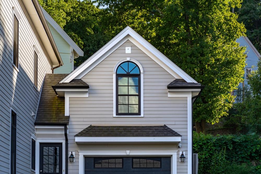 Grey house with vinyl siding